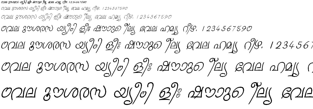 ML_TT_Sruthy Italic Malayalam Font