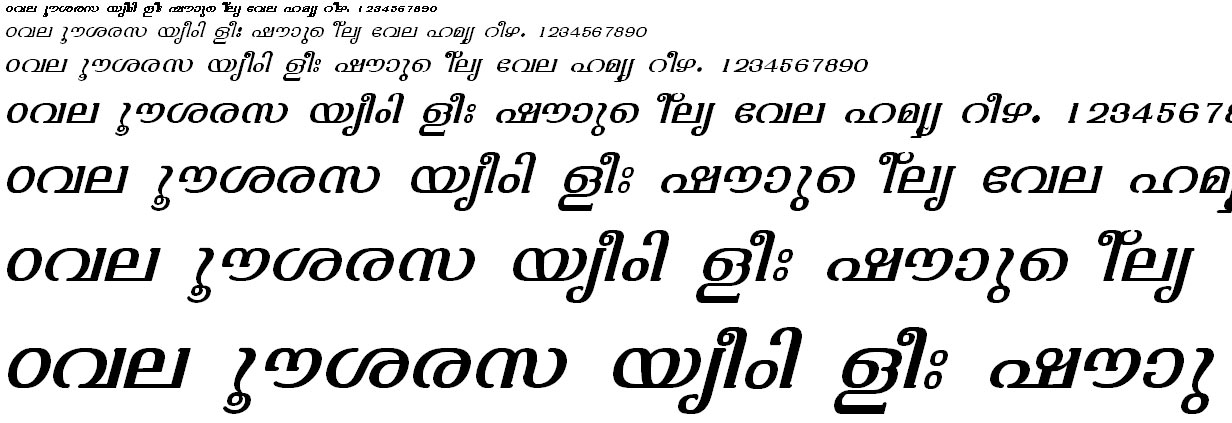 ML_TT_Varsha Italic Malayalam Font